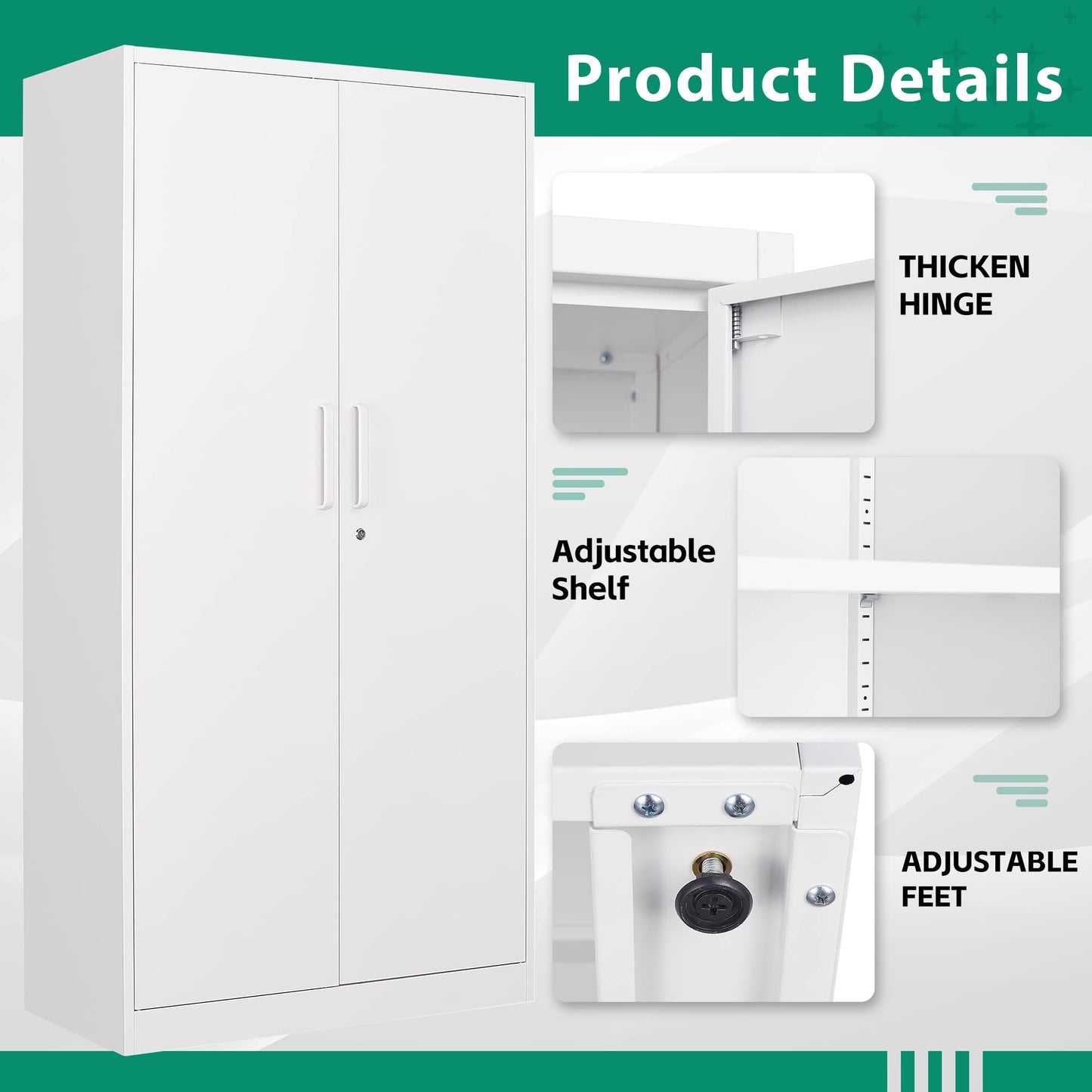 Letaya Metal Locker,Steel Wardrobe Storage Cabinets with Lock Door,Clothing Coat Storage Freestanding for Office, Home, School, Employee,Gym,Fire Department (White)