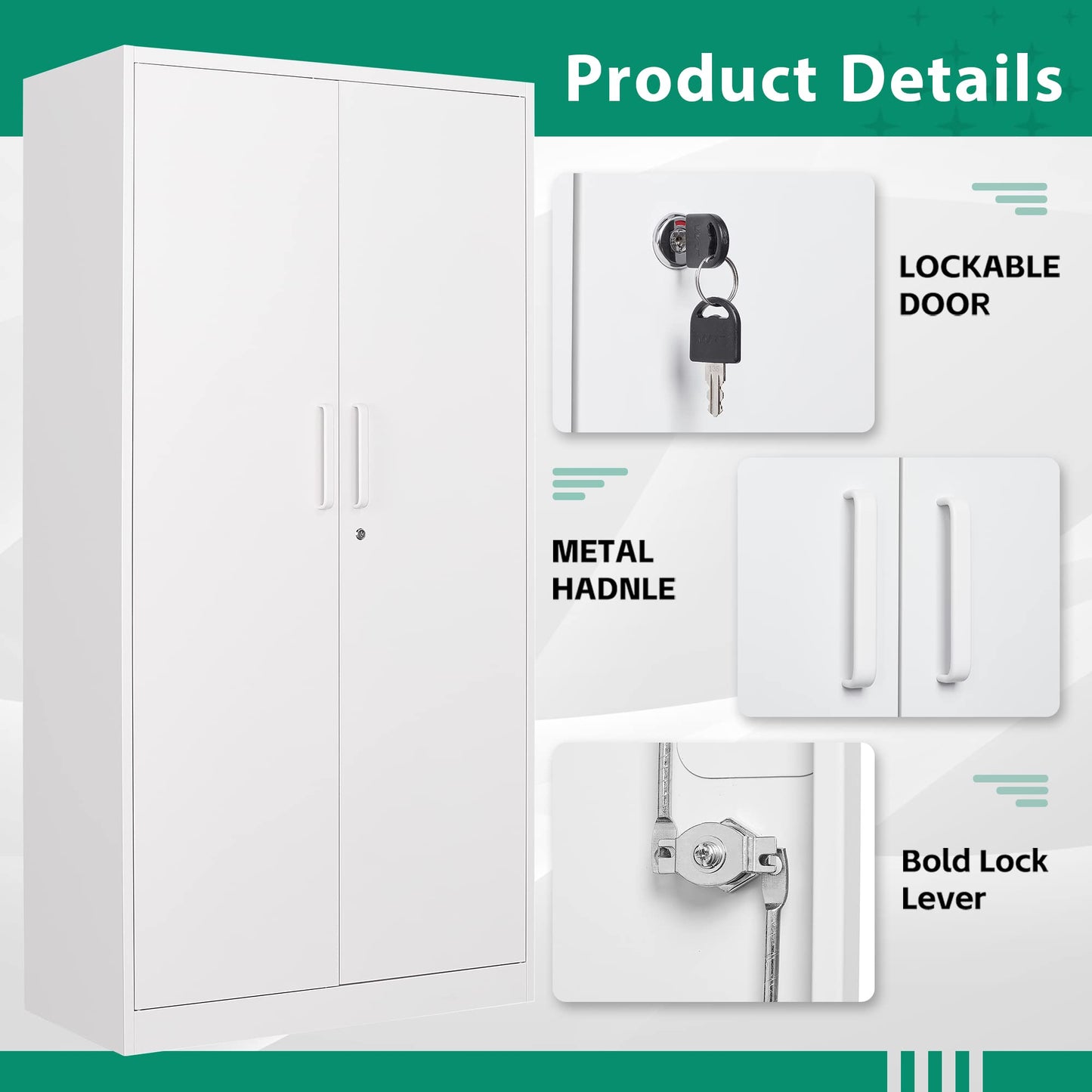 Letaya Metal Locker,Steel Wardrobe Storage Cabinets with Lock Door,Clothing Coat Storage Freestanding for Office, Home, School, Employee,Gym,Fire Department (White)