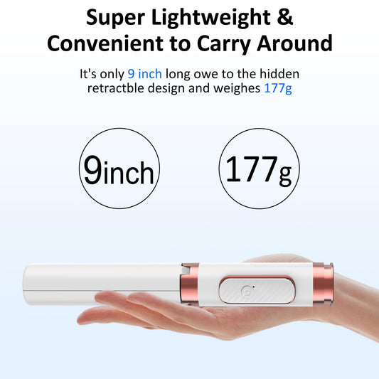 Aluminum Alloy Selfie Stick Tripod with Remote, Foldable Travel Tripod Stand 270 Rotation Compatible with iPhone/Android/Go Pro Camera