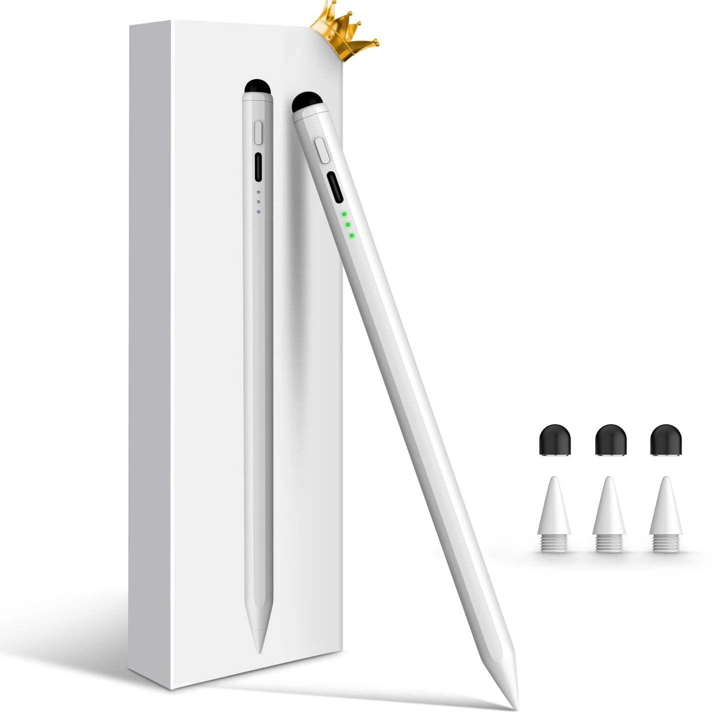 Pencil for Apple iPad 11th/10th/9th, 2X Fast Charge Stylus Pen for iPad, Palm Rejection, Tilt Sensitivity, Compatible with iPad A16/10/9/8/7/6, Pro M4/13/12.9"/11", Air M3/M2/5/4/3, Mini 7/6/5