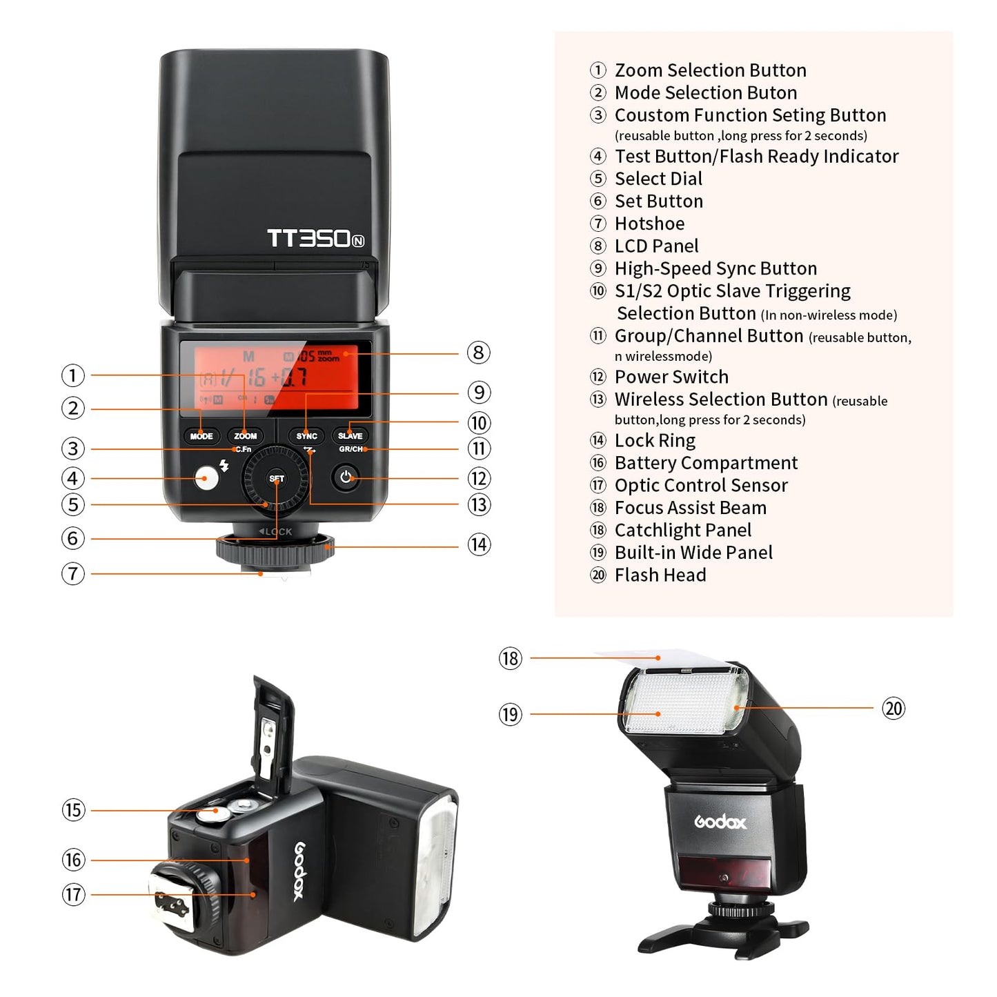 GODOX TT350N Flash for Nikon Camera, 2.4G Wireless TTL Flash 1/8000s HSS Speedlight, GN36 Mini Flash Speedlite Compatible for Nikon Camera