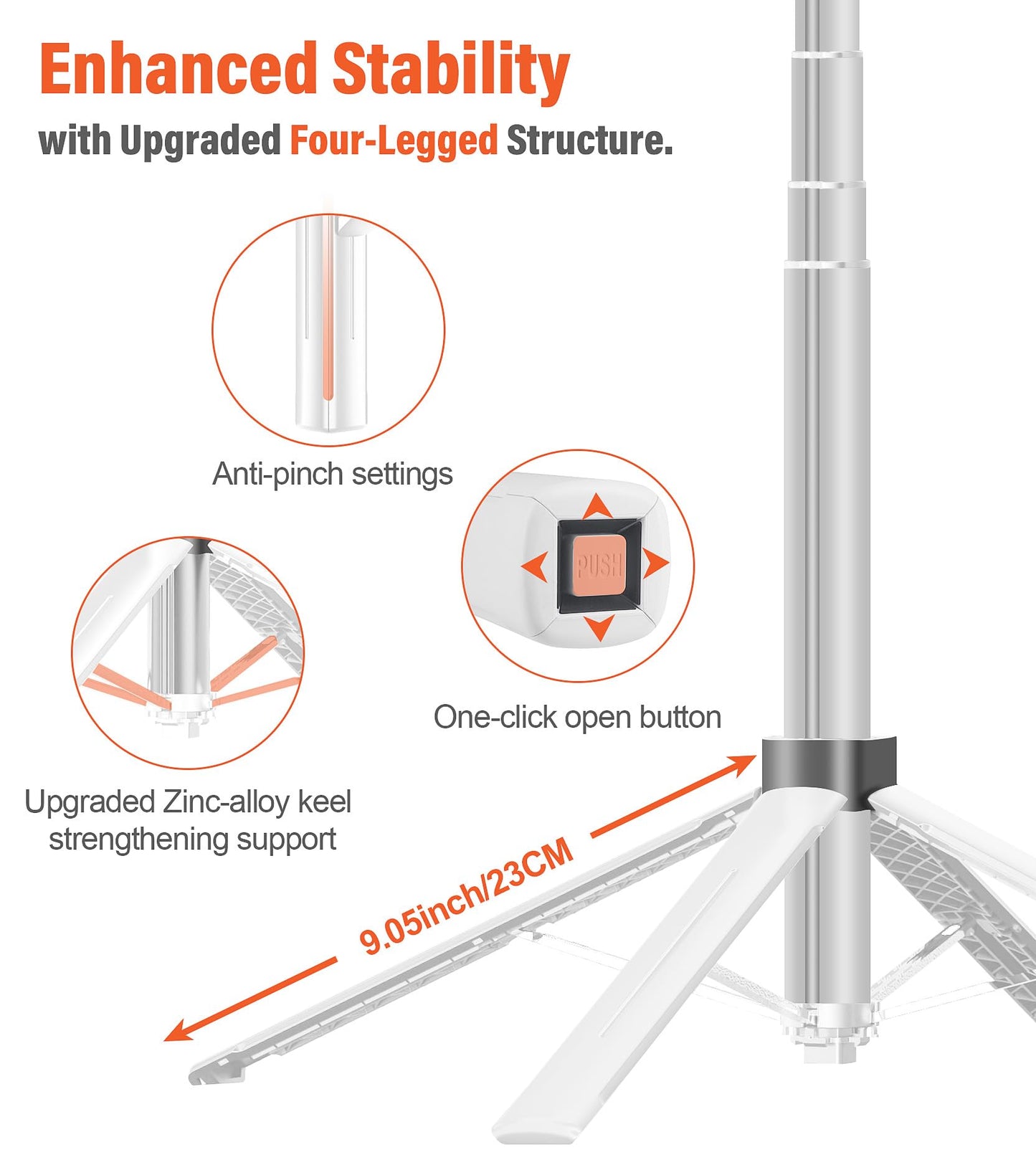 Funxee Selfie Stick Phone Tripod - 71 inch Tall Cell Phone Holder with Detachable Wireless Remote and 2 LED Lights for Recording, Video and Picture, Phone Stand for iPhone, Android, Camera & Gopro