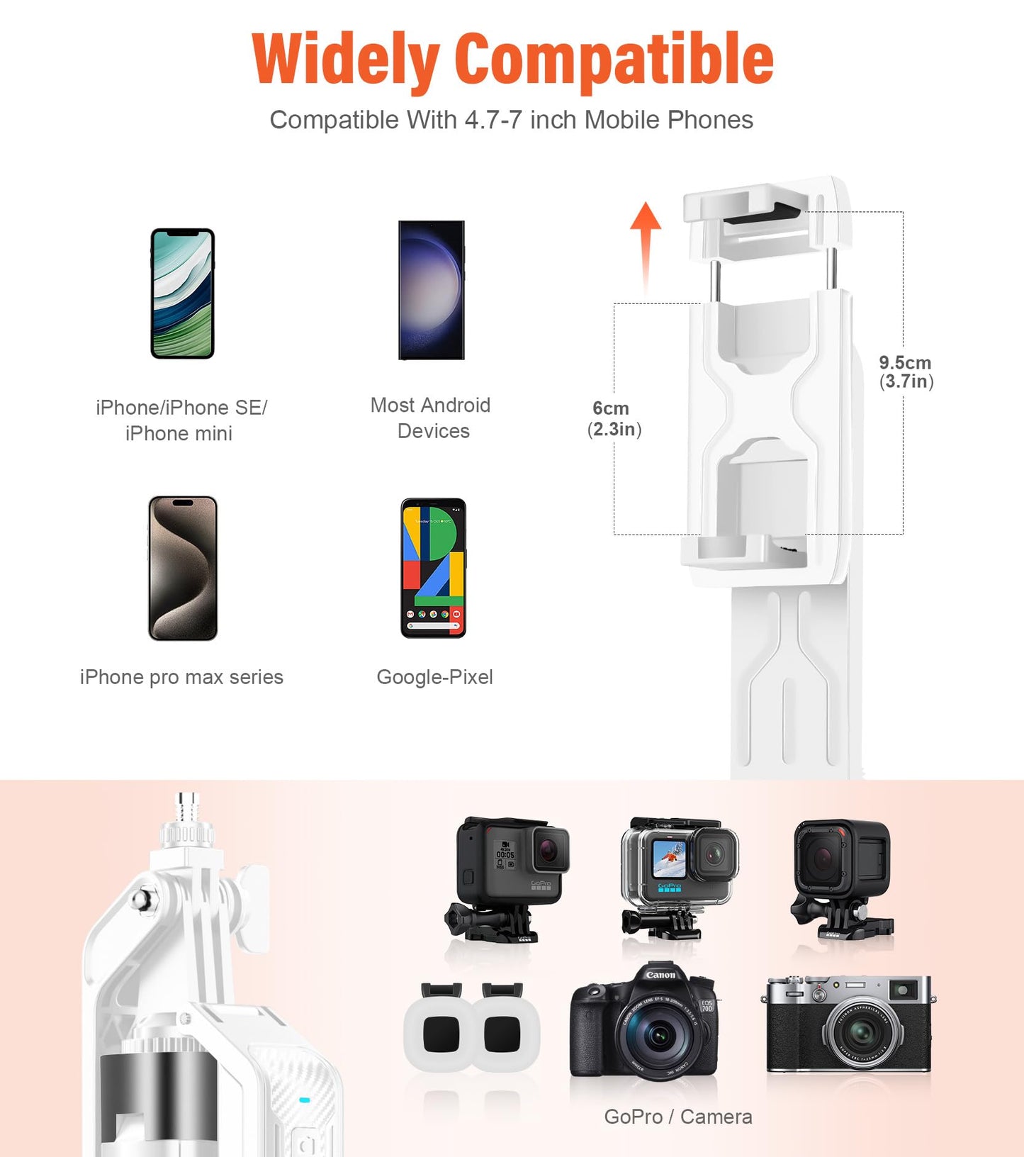 Funxee Selfie Stick Phone Tripod - 71 inch Tall Cell Phone Holder with Detachable Wireless Remote and 2 LED Lights for Recording, Video and Picture, Phone Stand for iPhone, Android, Camera & Gopro