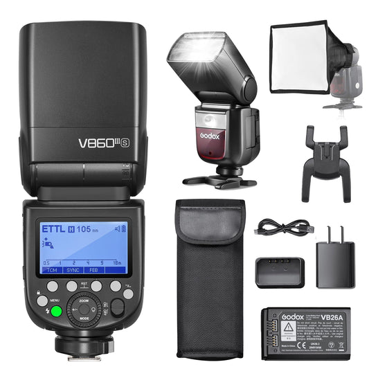 Godox V860III-S TTL Flash Speedlite for Sony Speedlight with Shoe Mount 76ws Hss 2.4g Wireless X System 10 Level Led Modeling Light 2600mah Li-Ion Battery Compatible for Sony Cameras