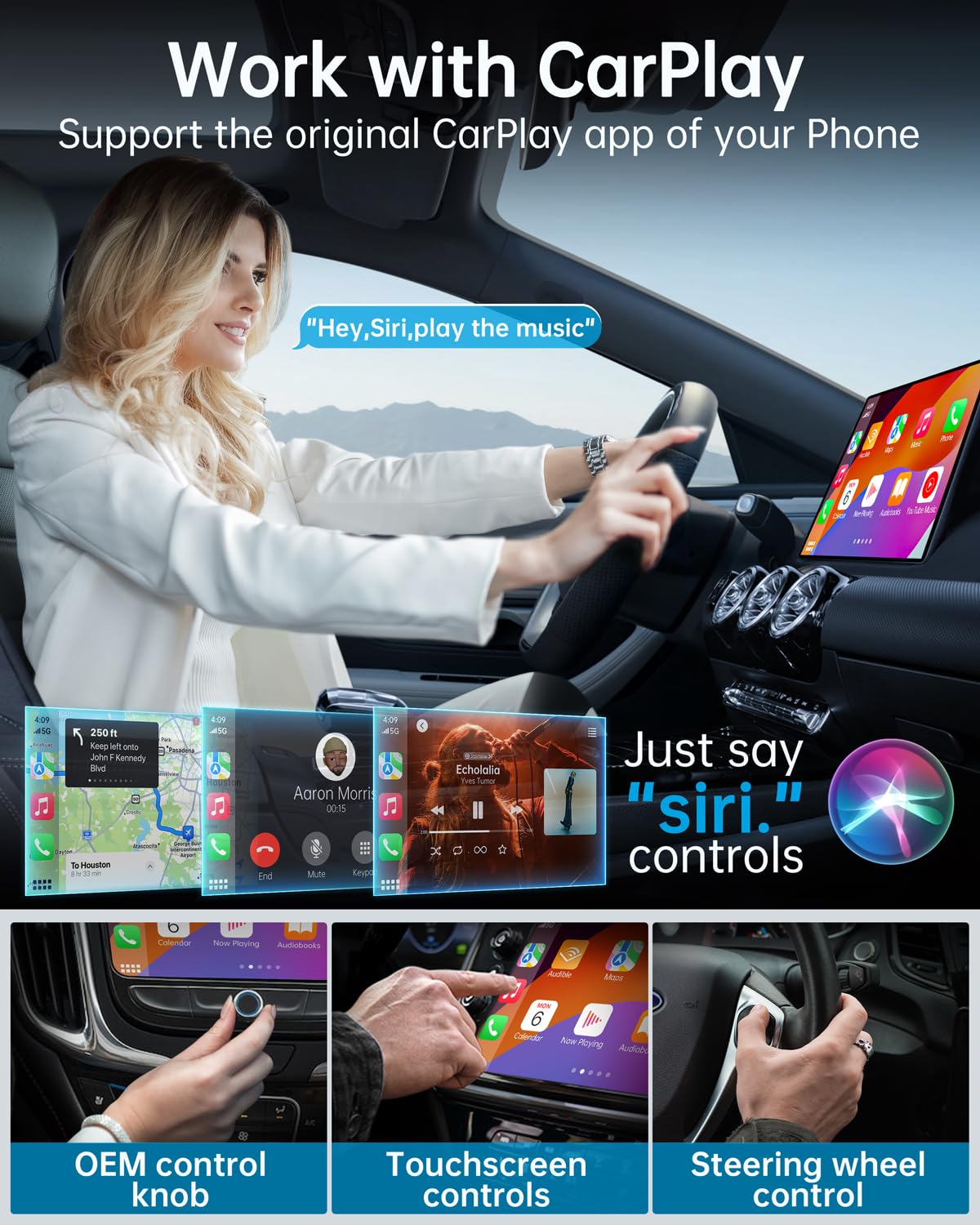 Wireless Carplay Adapter, Converts Wired to Wireless Carplay Dongle for Wireless Control Plug & Play Carplay Fit for Cars from 2017 & for Apple iPhone iOS 10+ Black