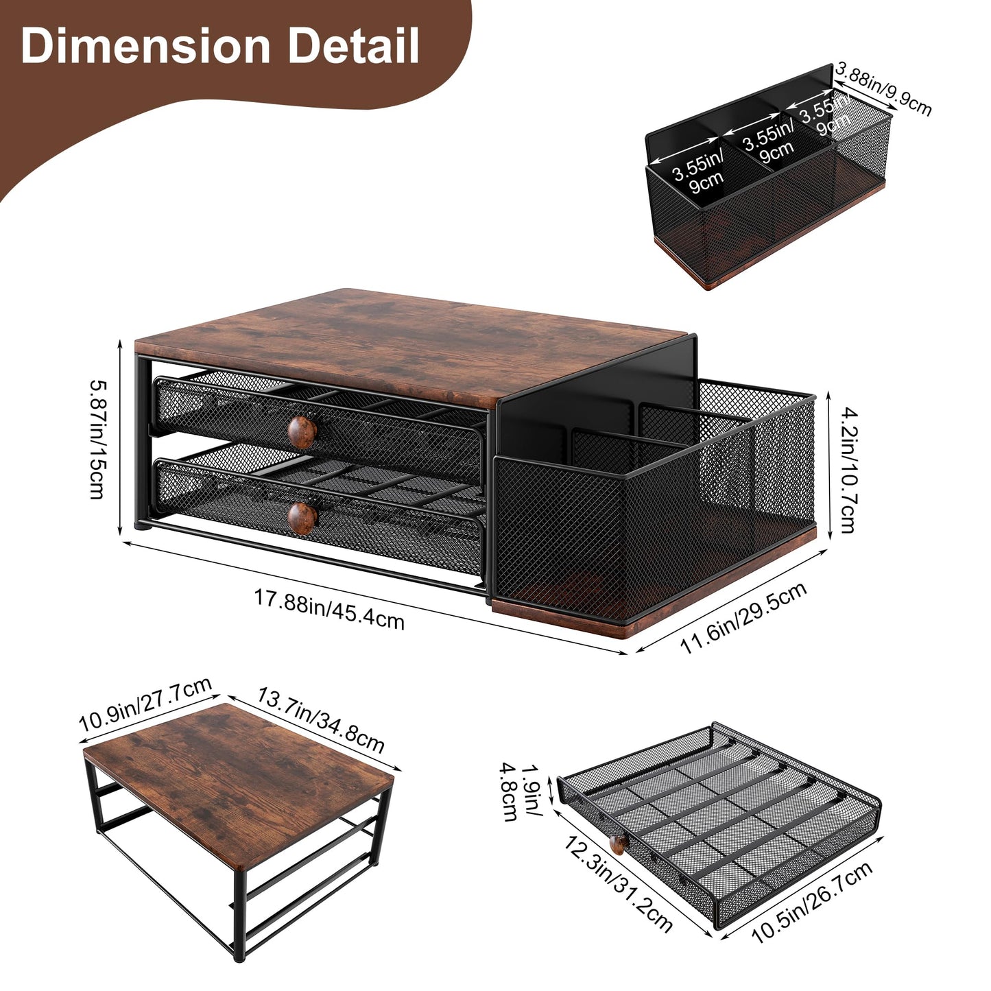 IZLIF Coffee Bar Organizer, 60 Capacity K Cup Organizer for Countertop, 2 Tier Sliding Coffee Pod Storage Drawer with Disposable Cup & Lid Holder, Black