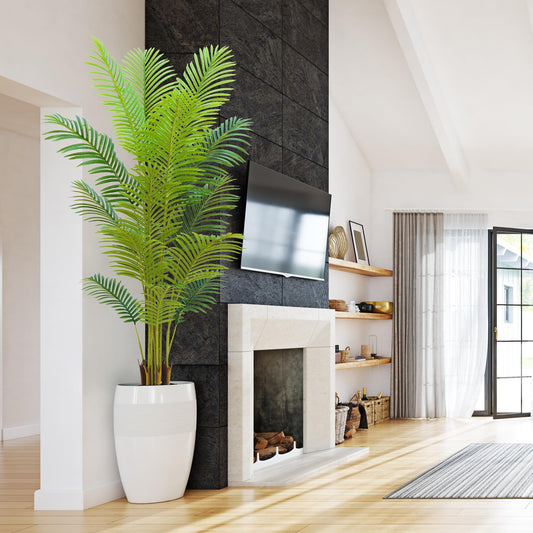 Artificial Palm Tree Indoor 6ft with Realistic Leaves and Adjustable Branches and 15 Trunks, Faux Plants Indoor Tall - Ideal for Home Decor in Living Rooms, Offices, and Bedrooms (6FT Palm Tree)